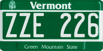 VT license plate ZZE226