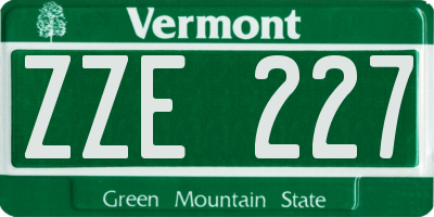 VT license plate ZZE227