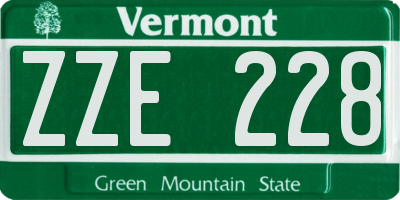 VT license plate ZZE228