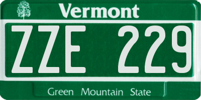 VT license plate ZZE229