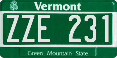 VT license plate ZZE231