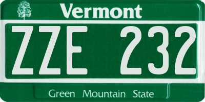VT license plate ZZE232
