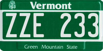 VT license plate ZZE233