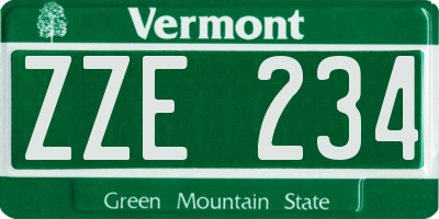 VT license plate ZZE234