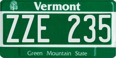 VT license plate ZZE235