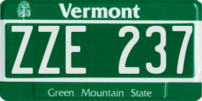 VT license plate ZZE237