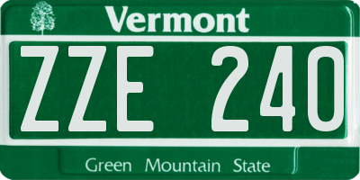 VT license plate ZZE240