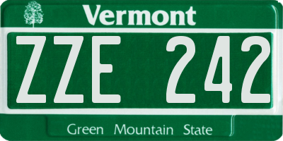 VT license plate ZZE242