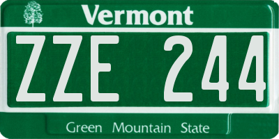 VT license plate ZZE244