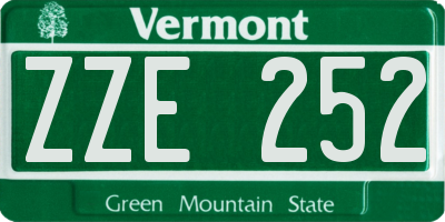 VT license plate ZZE252