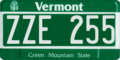 VT license plate ZZE255
