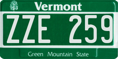 VT license plate ZZE259