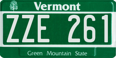 VT license plate ZZE261