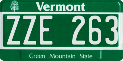 VT license plate ZZE263