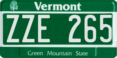 VT license plate ZZE265