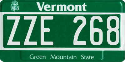 VT license plate ZZE268