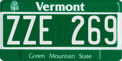 VT license plate ZZE269
