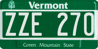 VT license plate ZZE270