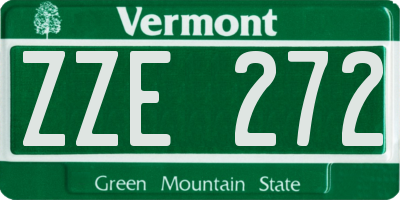 VT license plate ZZE272