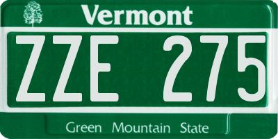 VT license plate ZZE275