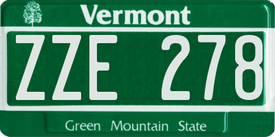 VT license plate ZZE278