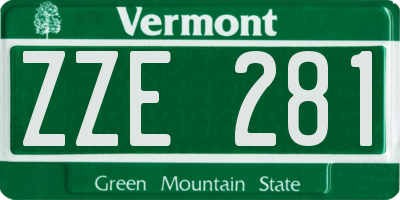VT license plate ZZE281