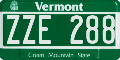 VT license plate ZZE288