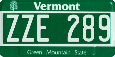VT license plate ZZE289