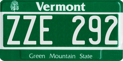 VT license plate ZZE292