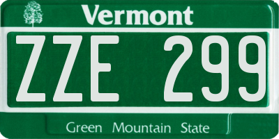 VT license plate ZZE299