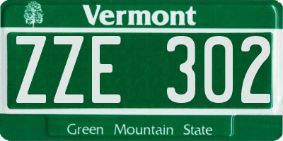 VT license plate ZZE302