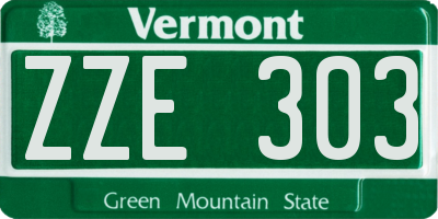 VT license plate ZZE303