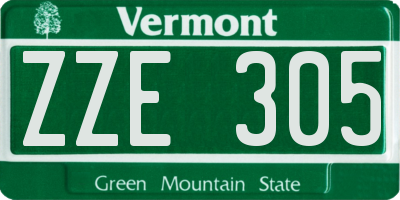 VT license plate ZZE305