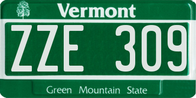VT license plate ZZE309