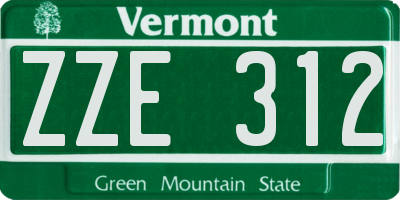 VT license plate ZZE312