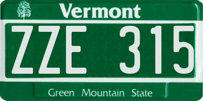 VT license plate ZZE315