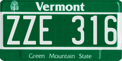 VT license plate ZZE316