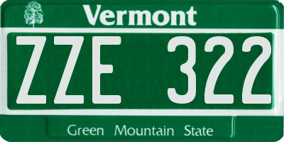 VT license plate ZZE322