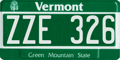 VT license plate ZZE326