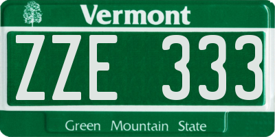 VT license plate ZZE333