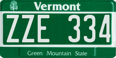 VT license plate ZZE334