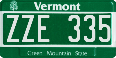 VT license plate ZZE335