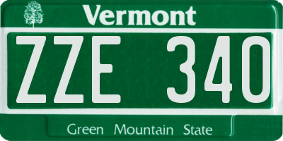 VT license plate ZZE340