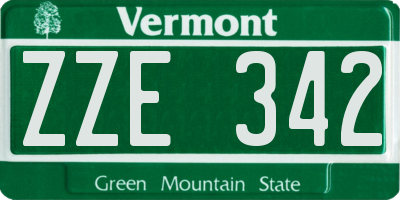 VT license plate ZZE342