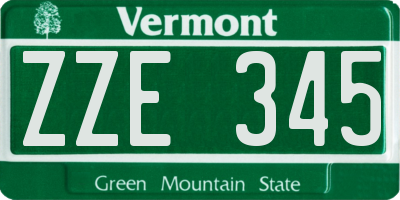 VT license plate ZZE345