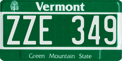 VT license plate ZZE349