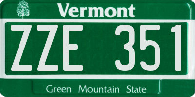 VT license plate ZZE351