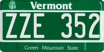 VT license plate ZZE352