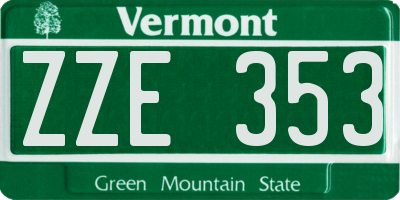 VT license plate ZZE353