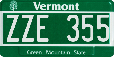 VT license plate ZZE355